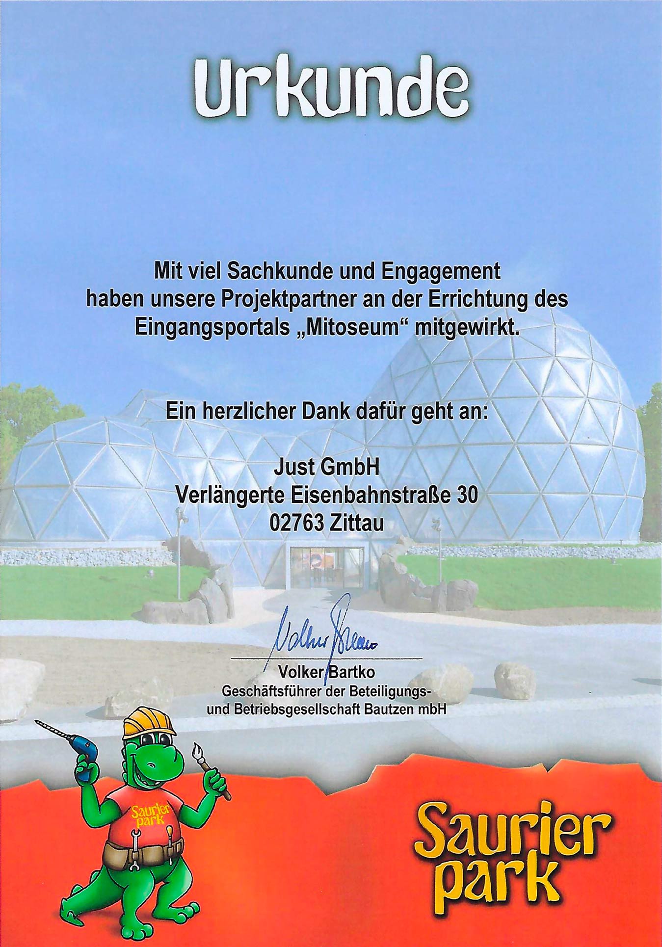 Urkunde-Saurierpark-Just-GmbH